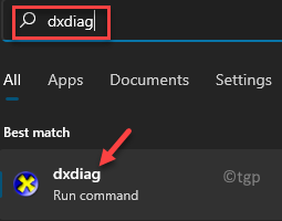 Spustite Windows Search Dxdiag Best Match Result