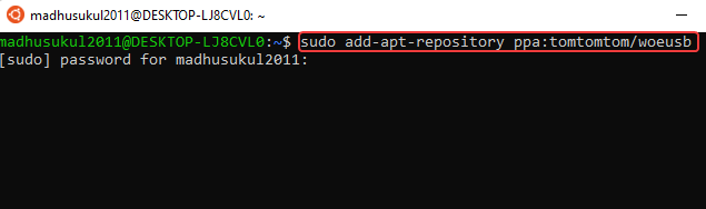 Aplicativo Ubuntu - execute o comando - adicione PPA