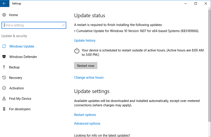 Microsoft publie la mise à jour KB3189866 pour Windows 10 version 1607