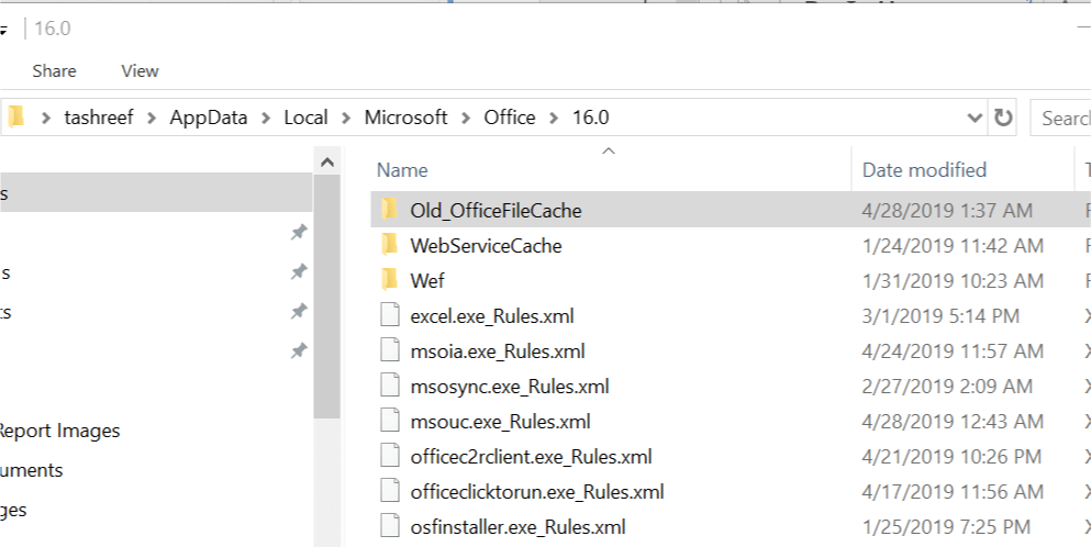 مركز تحميل Office - OLDfileCache حدث خطأ أثناء الوصول إلى ذاكرة التخزين المؤقت لمستندات Office 
