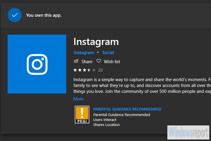instagram trgovina Microsoft