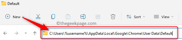 File Explorer Chrome Appdata Lokalni uporabniški podatki za Chrome Privzeta mapa Min