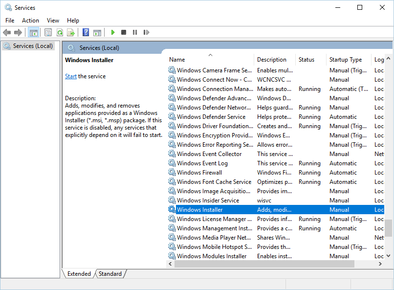 atiestatīt Windows instalēšanas pakalpojumu. Notiek cita instalēšana 