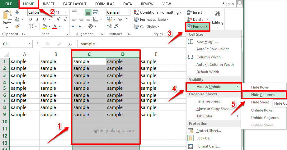 כיצד להסתיר/להסתיר עמודות ב-Microsoft Excel