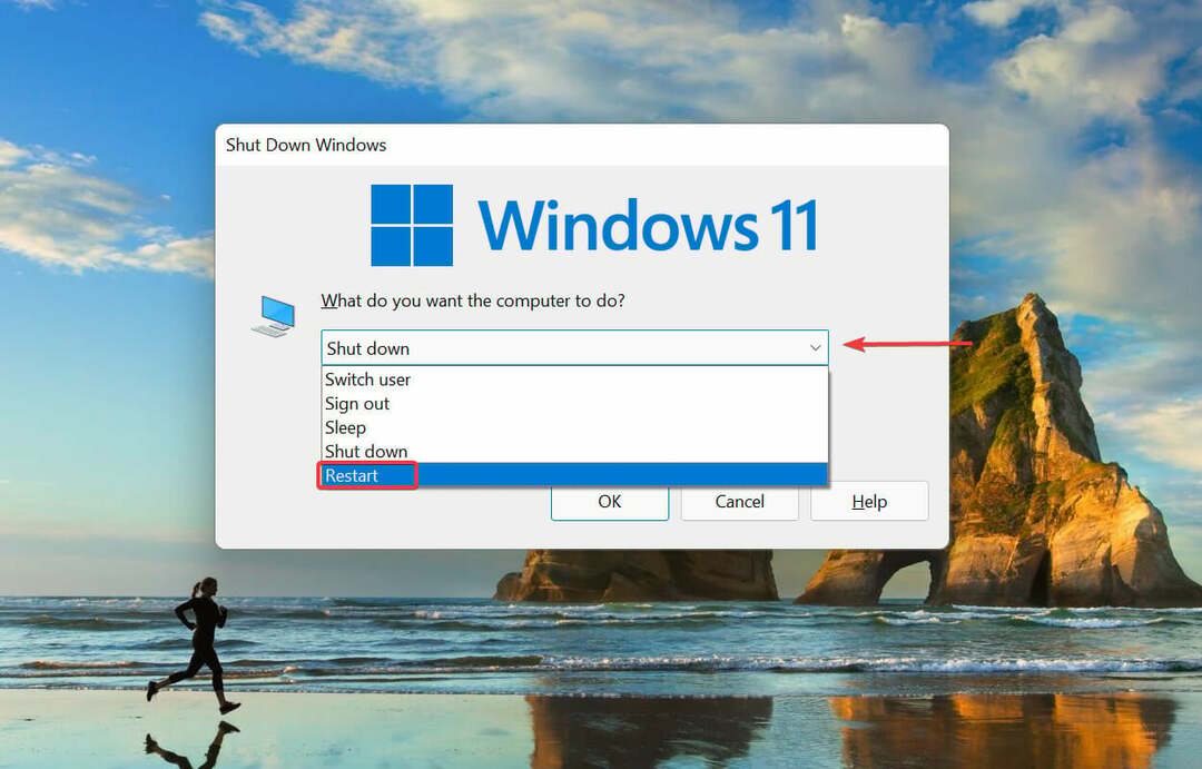Reinicie o PC para corrigir o Windows 11 não pode se conectar a este erro de rede