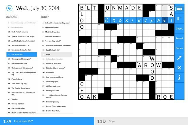 ニューヨークタイムズクロスワードアプリがWindows8に登場