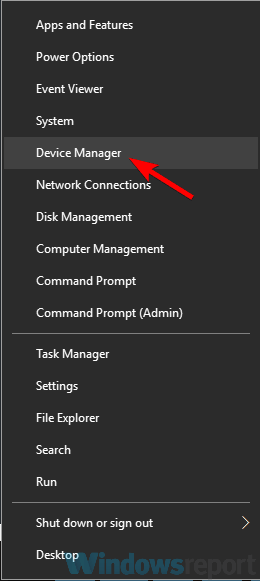 ปุ่ม Windows + X Device manager