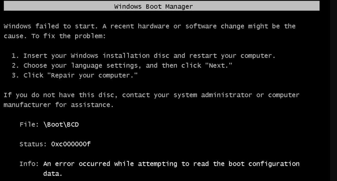 Düzeltme: Windows 10 önyüklenirken 0xc00000f hatası • Düzeltme