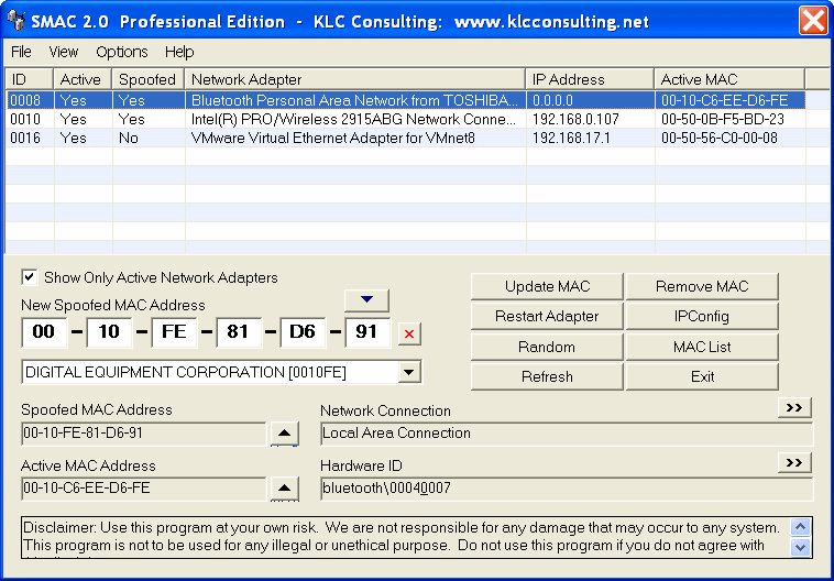 tööriist mac-address-changer