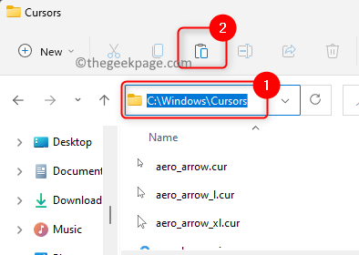 Папка курсоров Windows Вставить скопированную папку пользовательского курсора Мин.