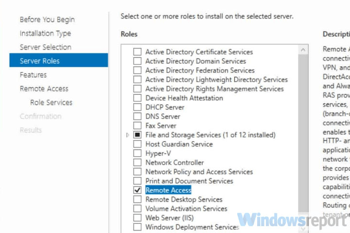 nainštalovať vzdialený prístup Windows Server 2019