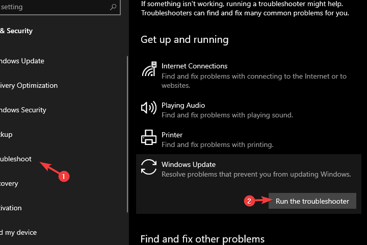 Windows güncelleme sorun gidericisini çalıştırın