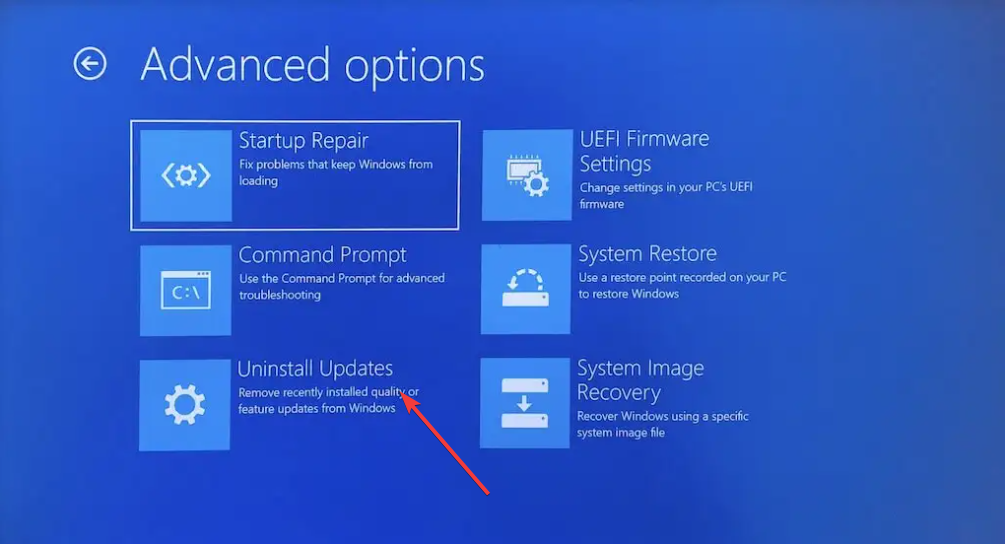 odinstaluj aktualizacje odzyskiwania systemu Windows 11 USB