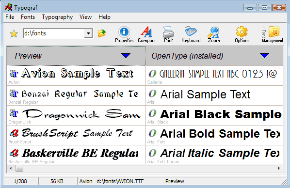 Typograph - Windows 10 kostenlose Schriftarten