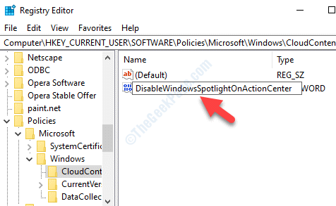 Nuevo valor Dword Renombrar Desactivar Windowsspotlightonactioncenter