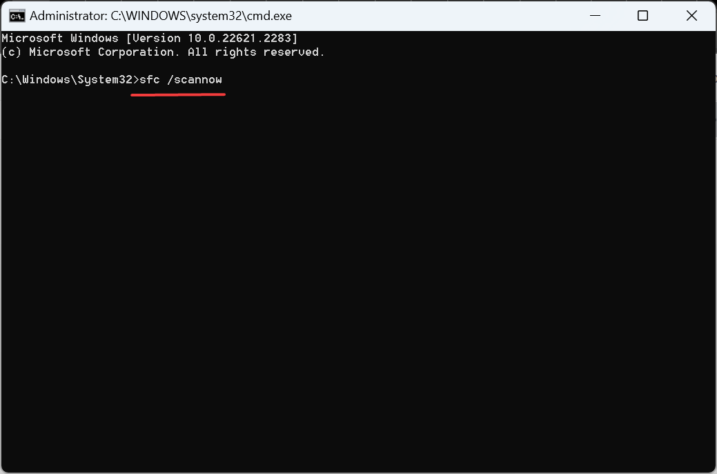 SFC-Scan, um den Ordner zu reparieren, der unter Windows 11 verschwunden ist