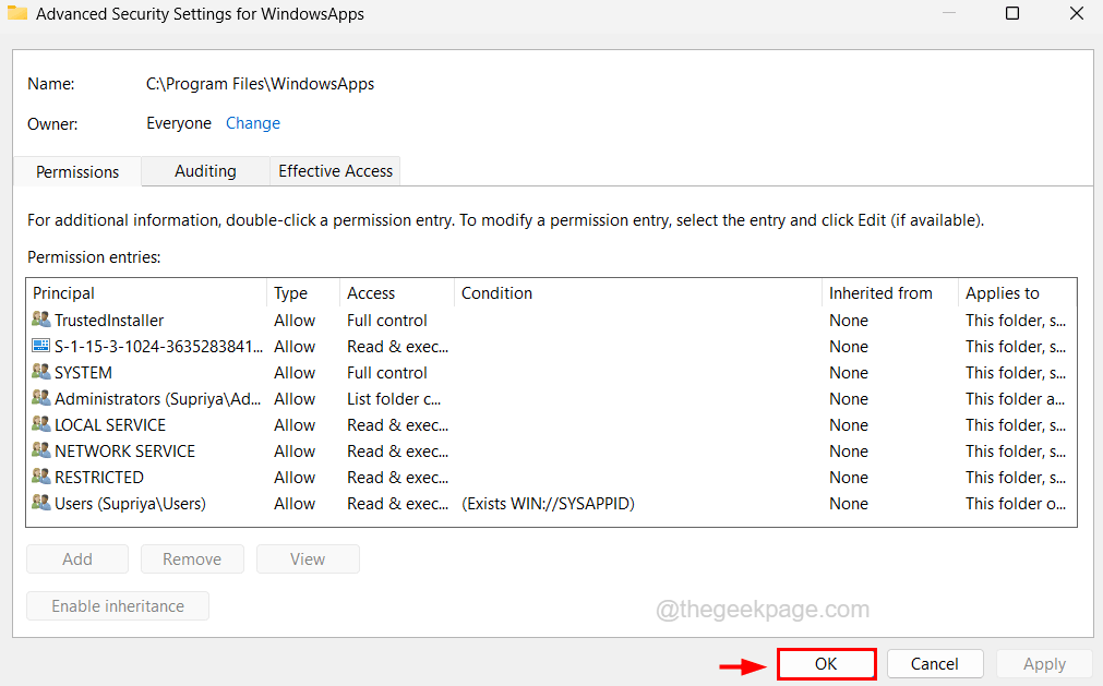 Fare clic su OK su Proprietà app di Windows 11zon