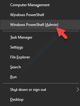 Win + X Windows Powershell (järjestelmänvalvoja)