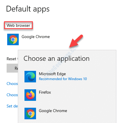 Standard-Apps-Webbrowser Wählen Sie eine Anwendung Wählen Sie den Browser als Standardbrowser