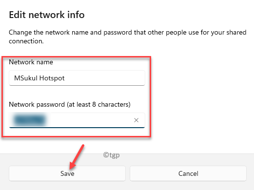नेटवर्क जानकारी संपादित करें नेटवर्क नाम नेटवर्क पासवर्ड