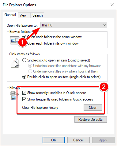Windows 10 File Explorer hænger