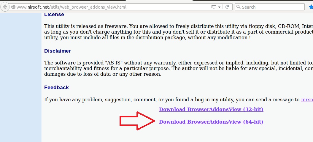 BrowserAddonsView indirme sayfası