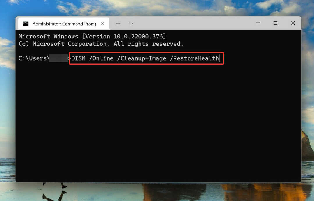 قم بتشغيل DISM لإصلاح رمز خطأ windows 11 0x8000ffff