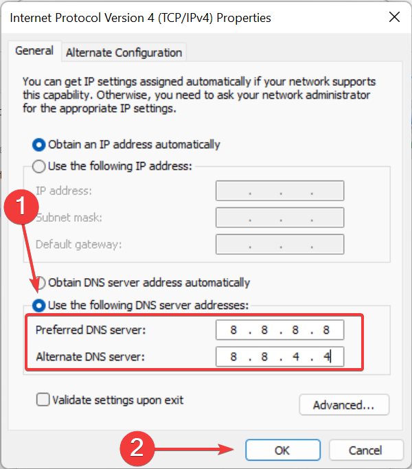 Змініть DNS-сервер, щоб виправити чат-кімнату, не підключену до valerant