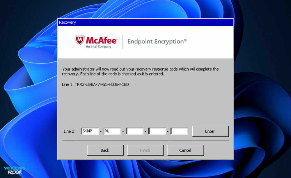 mcafeeエンドポイント暗号化eepcが破損しています
