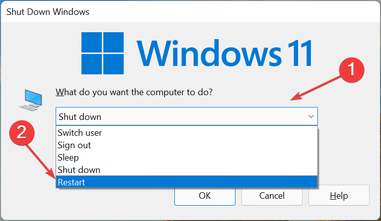 أعد التشغيل لإصلاح مشكلة عدم عمل الميكروفون على نظام التشغيل windows 11