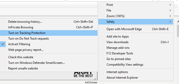 خيار تصفية ActiveX لم يتم تشغيل مقاطع فيديو youtube من Internet Explorer