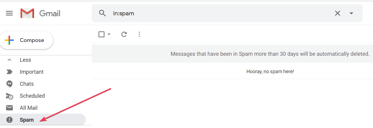check spam e-mails