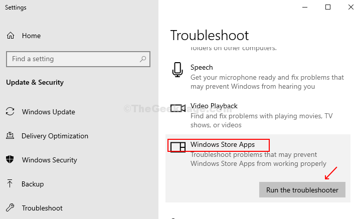 Inställningar App Felsök Windows Store-appar Kör felsökaren