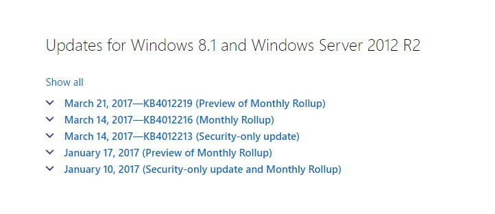 이제 Windows 8.1 월별 롤업 미리보기 KB4012219를 다운로드 할 수 있습니다.