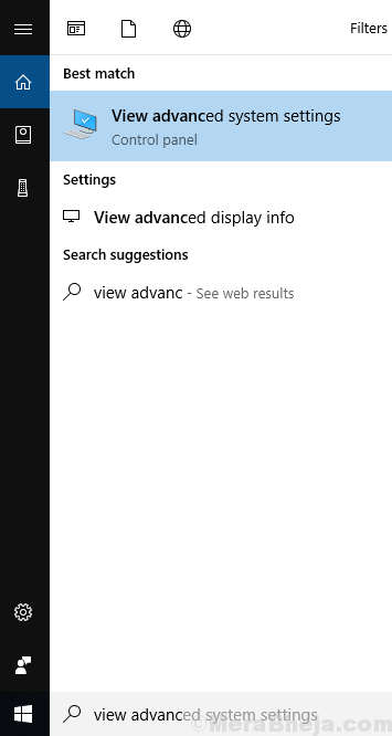 Hledat Zobrazit Pokročilé nastavení systému Ve Windows Search