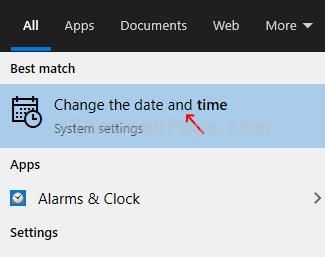 Okvir za pretraživanje ikone radne površine Windows Promjena vremena i datuma