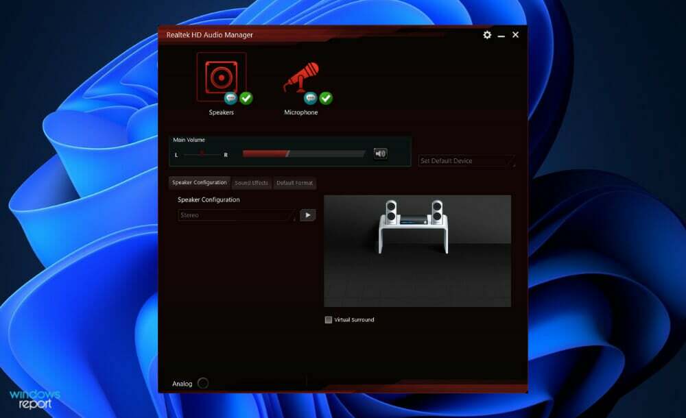 Schnittstelle Asus Realtek HD Audio Manager Windows 11
