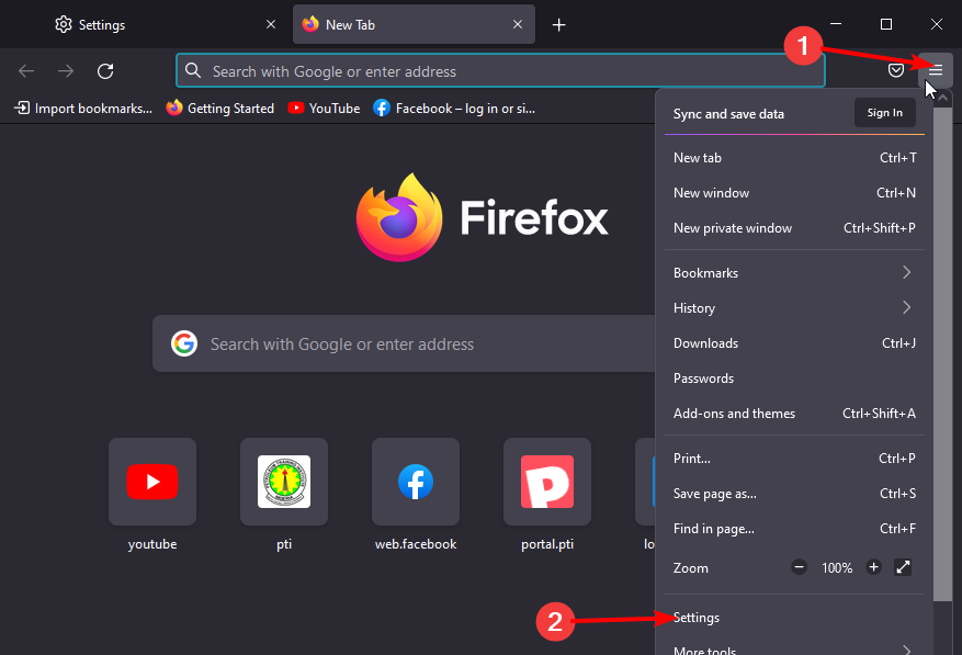 „Firefox“ nustatymai saugus „YouTube“ ryšys nepavyko