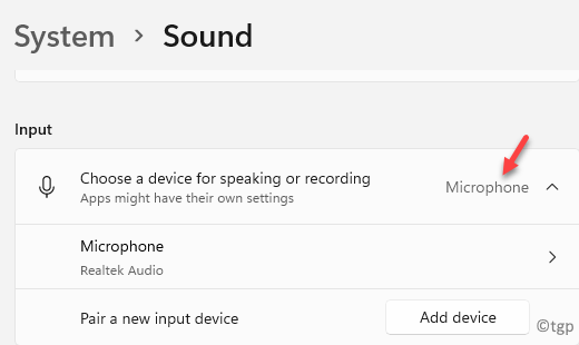 System-Sound-Eingang Wählen Sie ein Gerät zum Sprechen oder Aufnehmen eines Mikrofons