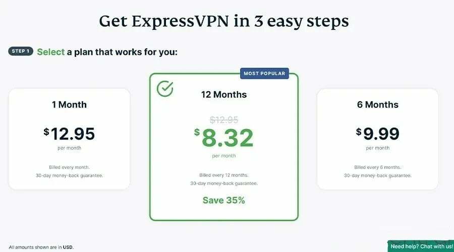 خطط تسعير Expressvpn