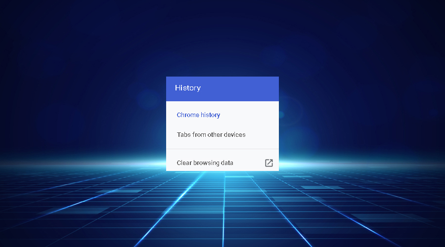 يعرض Chrome History مسح بيانات التصفح