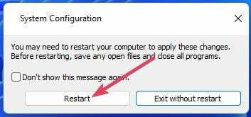 Taaskäivitamise nupp Windows 11 kopeerimiskleebi ei tööta