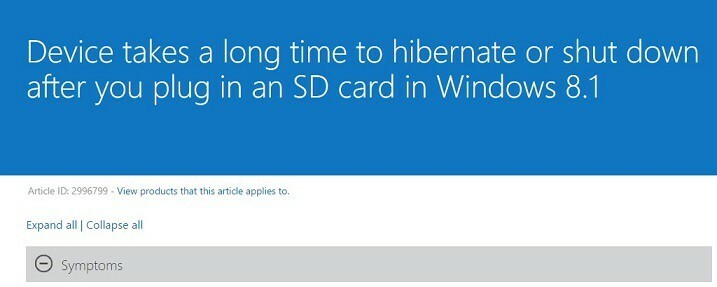 Windows 8.1 / Windows 10 tar lang tid å dvale / slå av etter at du har koblet til SD-kort