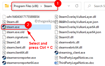 Исполняемый файл Steam в папке установки Steam Min