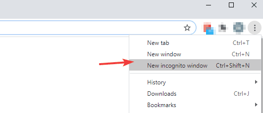 uue inkognito akna viga selle ressursi Chrome'i laadimisel