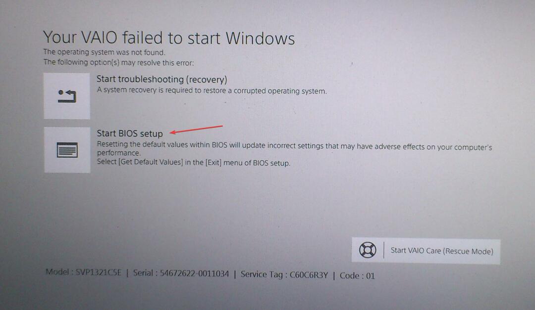 Löst: Din VAIO kunde inte starta Windows