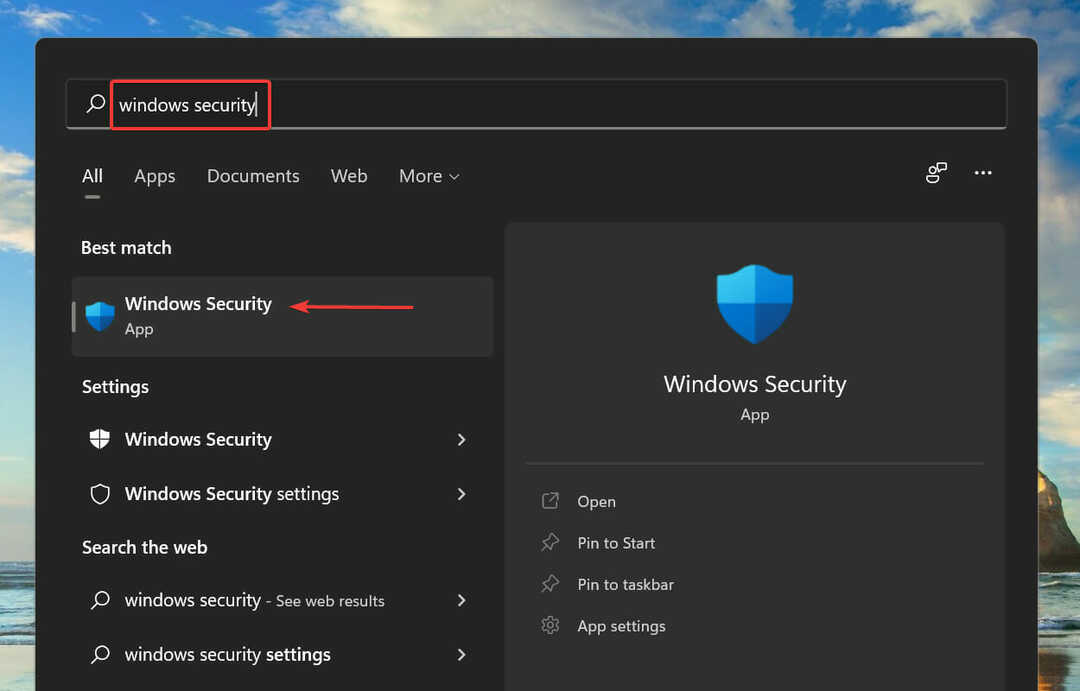 გაუშვით Windows Security