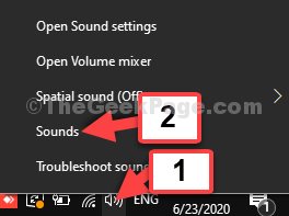 Sons de clique com o botão direito do mouse no ícone do alto-falante da barra de tarefas