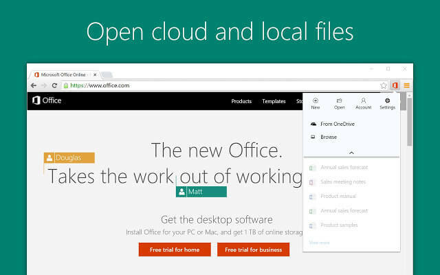 extensión de Office Chrome cómo mostrar el documento de Office en el navegador