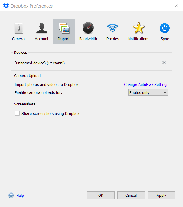 Вкладка Импорт Как скопировать файл dropbox в коллекцию фотографий Android